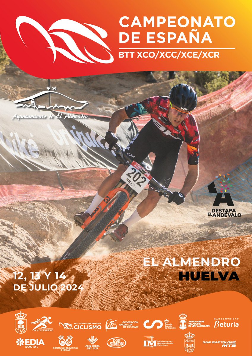 🏆🇪🇸🚵‍♀️🚵‍♂️Desde hoy y hasta el domingo la localidad onubense de El Almendro acoge el Campeonato de España BTT XCO/XCC/XCE/XCR. #CEXCOElAlmendro24