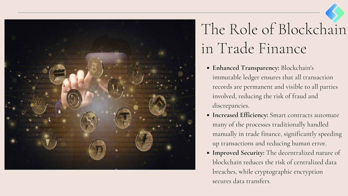 simplyfitech's tweet photo. AI and blockchain are shaking up trade finance! This dream team promises faster, safer, and more transparent transactions for businesses worldwide. Get ready for a revolution!

#AI #GenAI #Blockchain #TradeFinance #SimplyFi #Innovation #Technology #Automation https://t.co/xqOMyx0BJd
