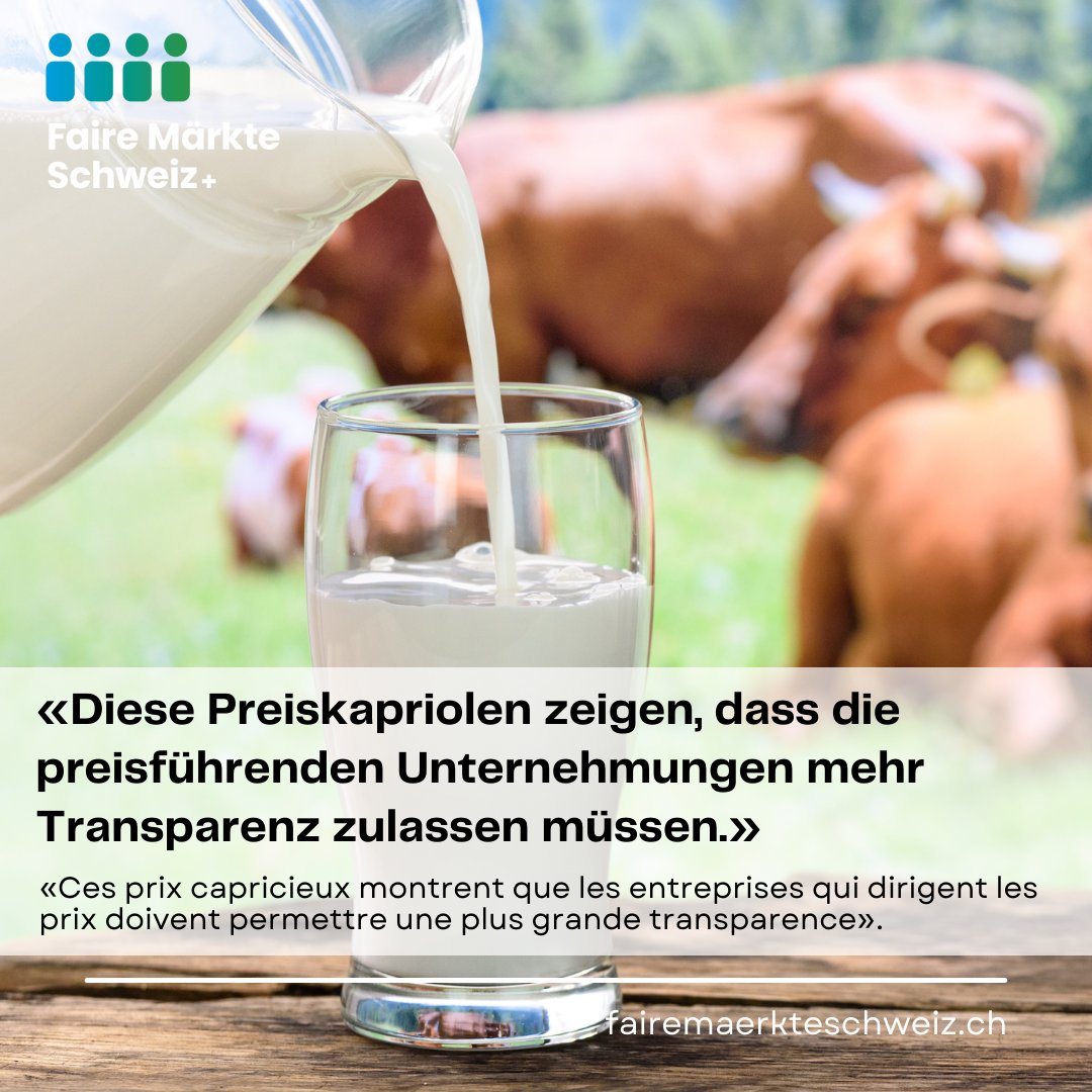 fairemaerkteCH's tweet photo. #Detailhändler erhöhen klammheimlich die Preise für #Biomilch.Nachdem sie im Frühsommer auf Druck nach Senkung der Margen reagiert &die Preise gesenkt hatten,werden diese durch die Hintertür wieder erhöht. FMS fordert ein Ende solcher Margenoptimierungen: https://t.co/C9UqWV6KmD https://t.co/QiqsptXoZv
