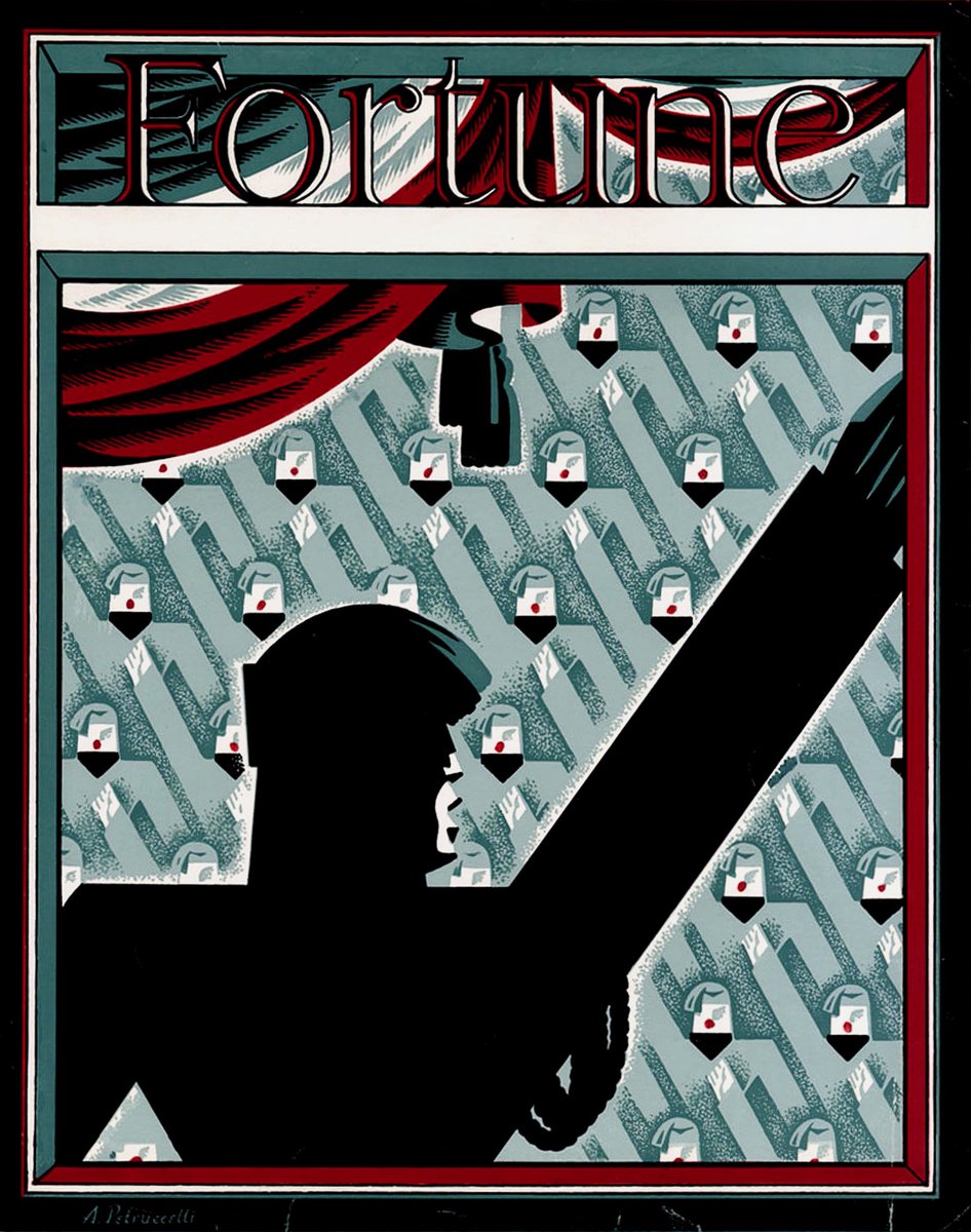 LRonLacy's tweet photo. ‘Mussolini’ Rejected design, by Antonio Petruccelli, for the cover of Fortune magazine for July 1934
#illustration #illustrationart #illustrationartists #graphicdesign #FortuneCover #AntonioPetruccelli #Mussolini #fascists #ItalianFascism #fascismo #romanosaluto https://t.co/I4nAZV1spR