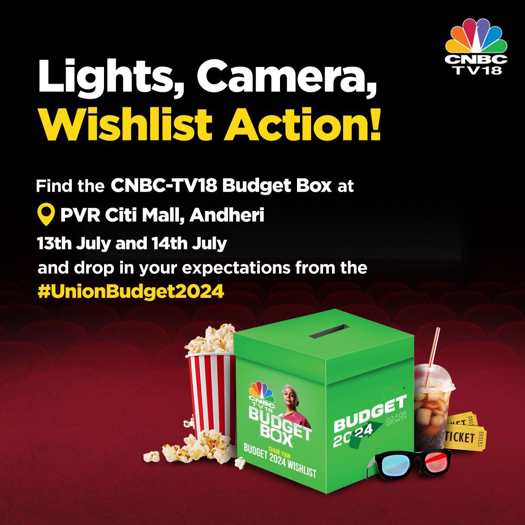 CNBCTV18News's tweet photo. Planning to watch a movie this weekend? Don’t forget to spot CNBC-TV18’s Budget Box and share your budget wishlist with us.
#BudgetBox #UnionBudget