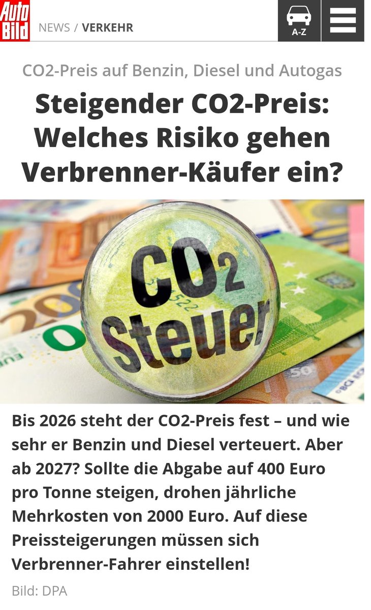ChristophBeisl1's tweet image. An die Leute, die jetzt noch neue Verbrenner kaufen:

Ihr wisst schon, dass jedes Jahr der CO2-Preis weiter ansteigt und ab Januar 2025 Benzin und Diesel wieder teurer werden?

Und wenn ihr Pech habt, wird es ab 2027 richtig teuer (bis 2000 Euro Mehrkosten/Jahr)!