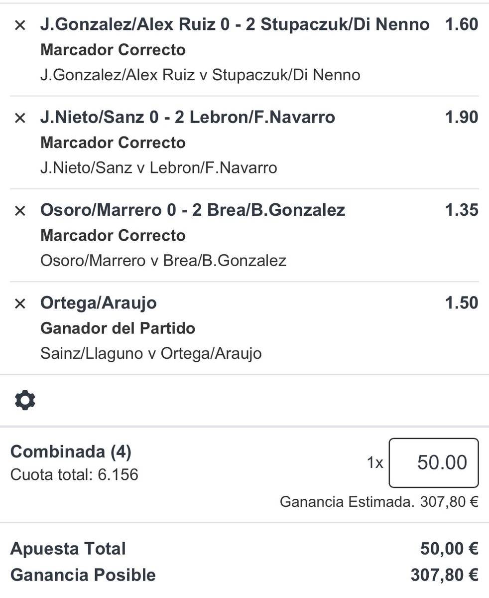 PadelJmrTipster's tweet photo. Os dejo por aquí mi fun bet del día de hoy https://t.co/iEoV8YphGa
