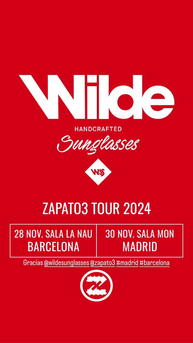 Zapato3 España 2024
Tenerife 22 Nov
Barcelona 28 Nov
Madrid 30 Nov
Entradas en zapato3.com