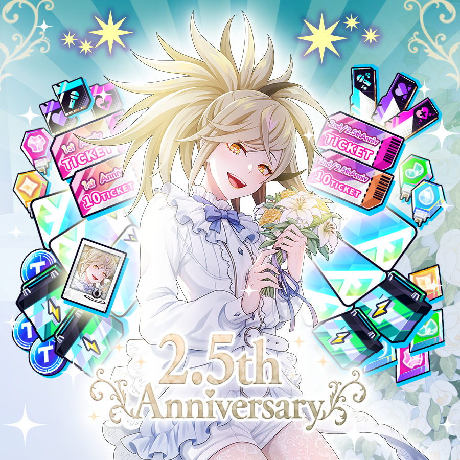 technoroid_game's tweet photo. 🎉本日より2.5周年記念を開催🎉
お得なパックの販売や期間限定ピックアップガチャ、
ソロライブなど開催✨
ログインボーナスで期間限定PUガチャチケットも貰えル❗️

是非ログインしてくださいネ❗
#テクユニ https://t.co/y8oEYlqmpg