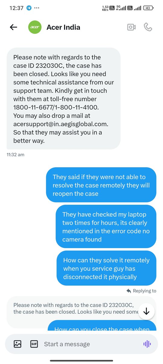 GauravRitra's tweet photo. @Acer_India can anyone show me how this error message means resetting the laptop. My data is imp I am not resetting laptop because you guys are not able to service a laptop properly. someone can please explain these guys when you remove heat sync all the wires get disconnected https://t.co/r9gXOHfCXe