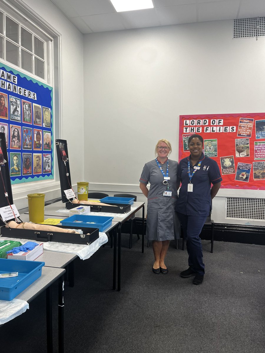 This week <a href="/JES_1972/">Joanne Smith 💙💛</a> and I had the pleasure of representing <a href="/PHU_NHS/">Portsmouth Hospitals University NHST</a> at a careers event, showcasing skills nurses can perform, chatting all things NHS. Whilst you may think a day away from the office would have been calm and stress free,year seven had other ideas 😳. #proudtobePHU