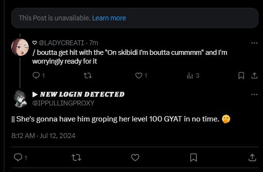 LADYCREATI's tweet photo. @IPPULLINGPROXY yeah your ass is shadow banned as fuck https://t.co/wjzbDg4gjF