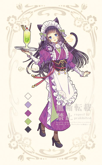 ⭐️🐈‍⬛レトロモダンな和装×女給ねこさん🍨⭐️ 