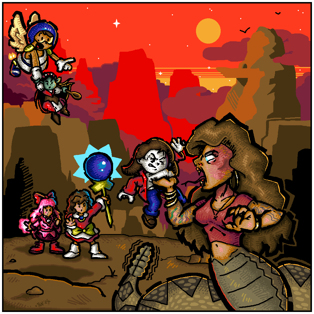 An #artfight attack for <a href="/AlierynArt/">kat λryn (COMMISSIONS OPEN!)</a> of their character. Featuring characters by <a href="/LFZdude/">Seiryuu | Vibin'</a> , <a href="/7EVEN_SEAS/">Seven Seas</a> , <a href="/boomcrunch3r/">Crunch 🌼</a> , HES and WouldntYouLikeToGnome. :)