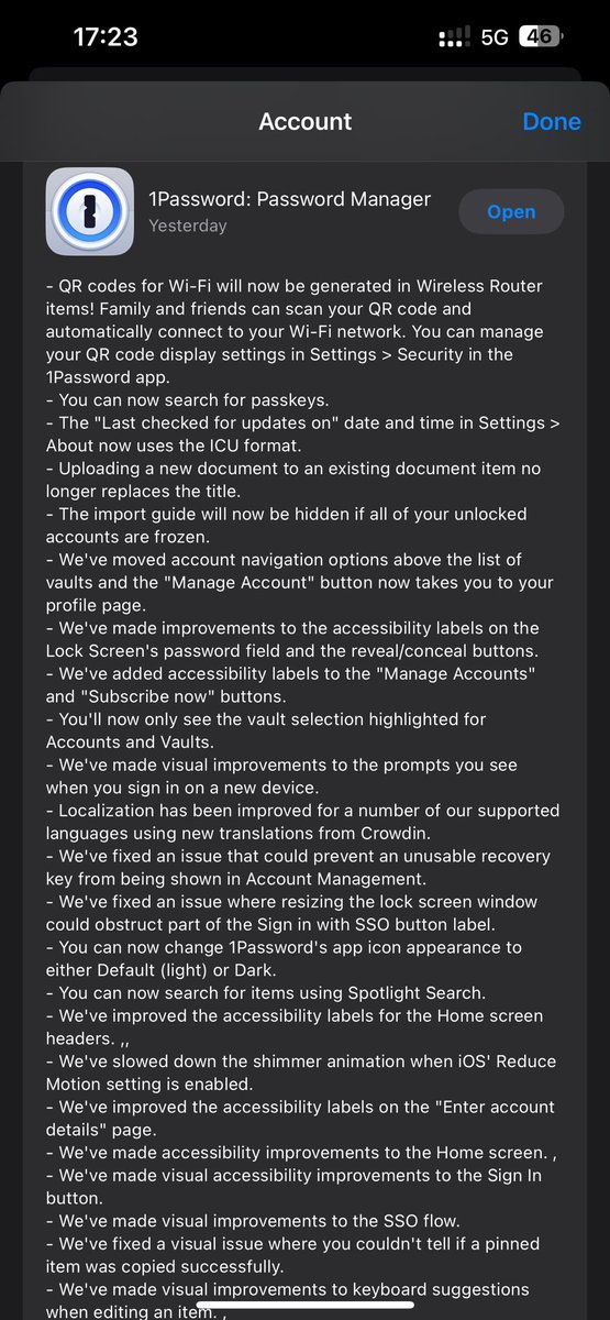 HallyTesla's tweet image. App developers be like @1Password when pushing updates 👏
