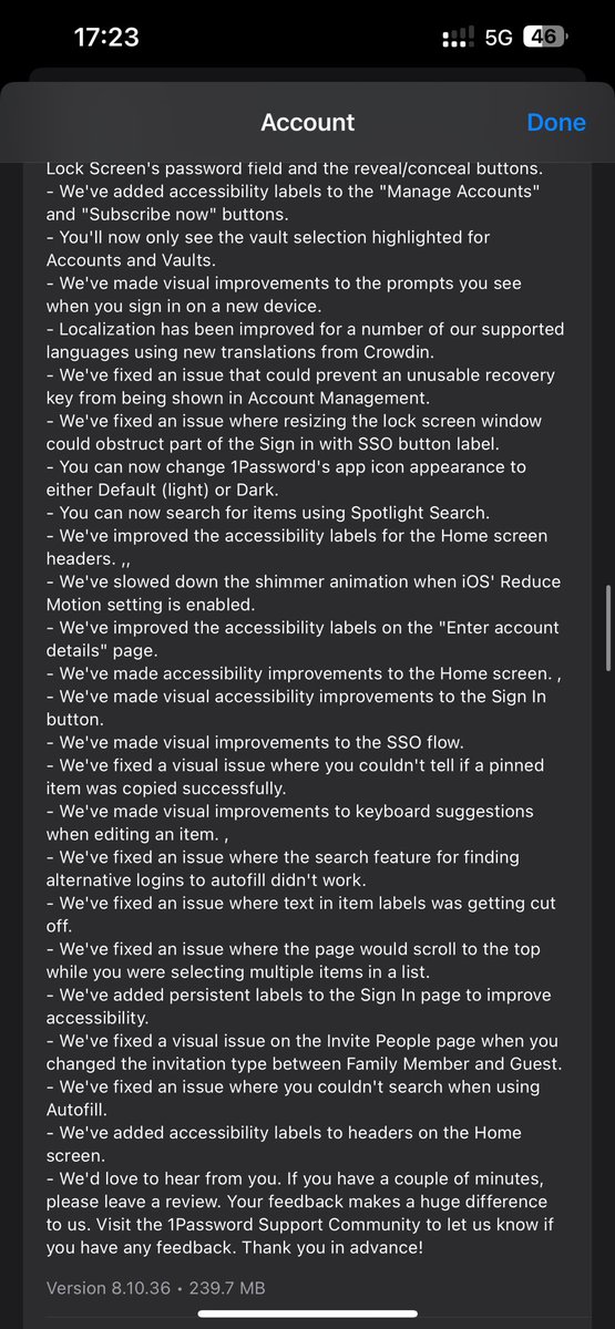 HallyTesla's tweet image. App developers be like @1Password when pushing updates 👏