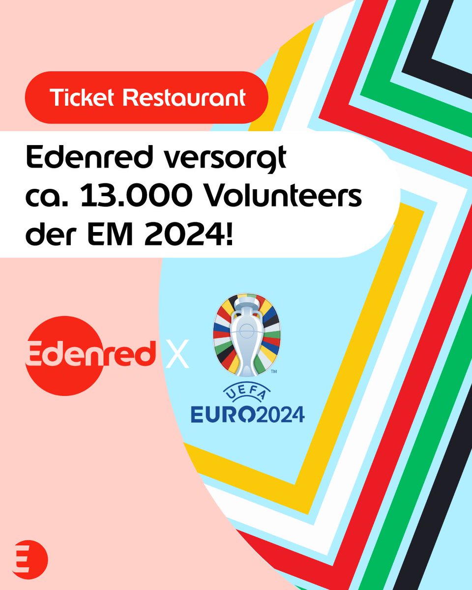 Wir sind stolz ca 13.000 Volunteers in 10 Städten mit 35.5k Ticket-Restaurant-Gutscheinen für die #EM2024 zu unterstützen. Diese Gutscheine ermöglichen es ihnen, sich in der Nähe des Stadions zu versorgen. Frankfurts Euro2024 Büro nutzt sie auch. Wer gewinnt wohl das Finale? 🇪🇸🏴󠁧󠁢󠁥󠁮󠁧󠁿