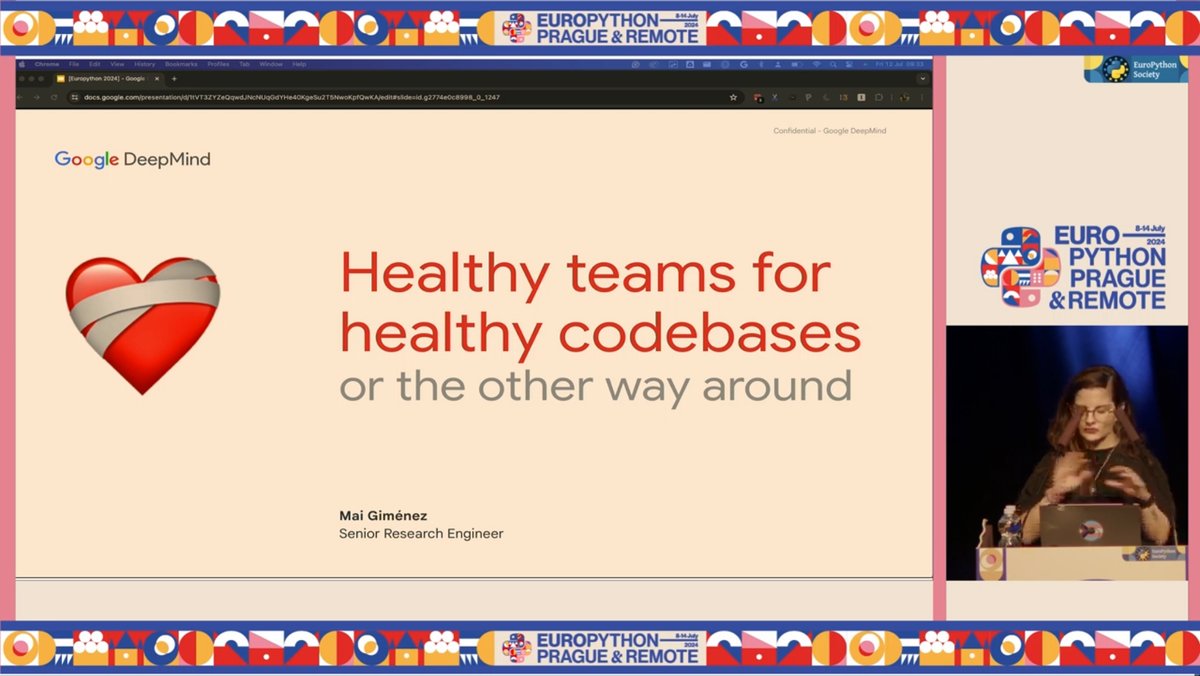 jesstemporal's tweet image. First keynote in the last day of #europython with Mai Giménez