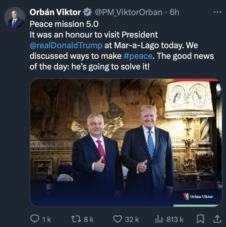Après Poutine, Trump. 
Orban vit sa meilleure vie, sur le dos de l'UE.