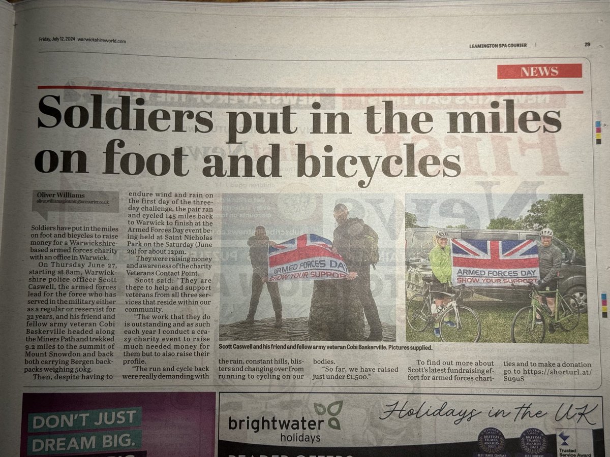 Congratulations to Scott and Cobi. Great effort to remind the public of veterans issues and the work of the ⁦<a href="/VCPNuneaton/">@VCP</a>⁩ #armedforcesday