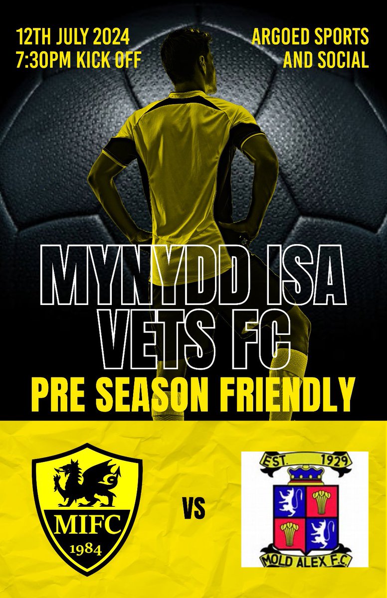 Get yourself to the Argoed tonight to watch our Vets play their first pre season friendly.