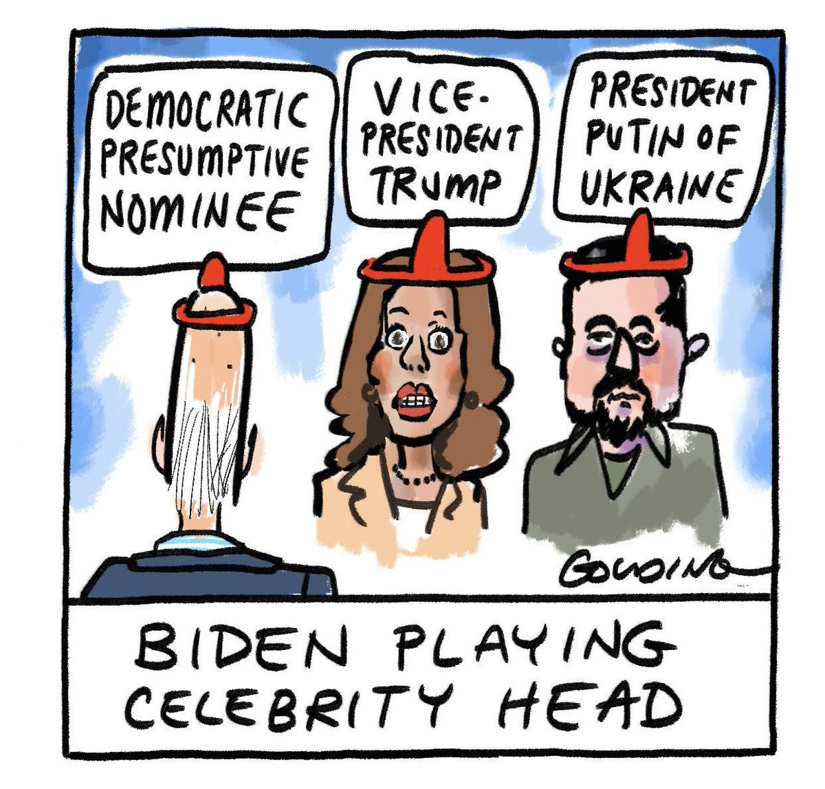 GoldingCartoons's tweet photo. Biden playing Celebrity Head. @theage https://t.co/obBzpz3YC1