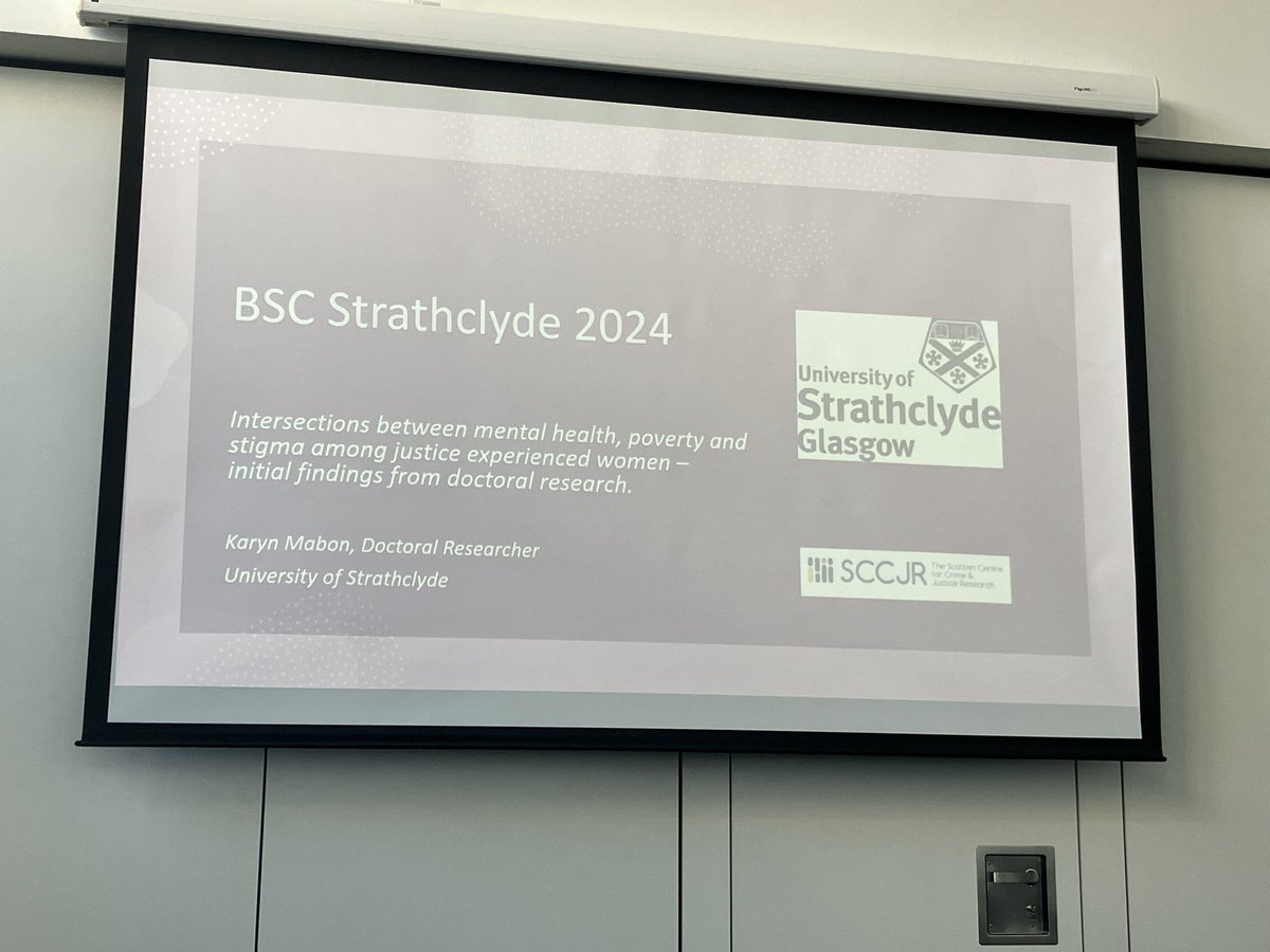 Great bright and early gender and justice panel at #BSC2024 <a href="/karyn_mabon/">Karyn Mabon</a> from
<a href="/CrimSocJust/">Criminal and Social Justice at Strathclyde</a> <a href="/TheSCCJR/">SCCJR</a> now giving a fascinating paper on her work with justice-involved women, including a deconstruction and interrogation of ‘resilience’ in this context.