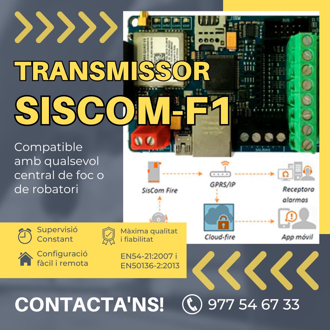 SYG_ONLINE's tweet photo. 🛡️ Nou Transmissor SISCOM-F1 🔥
Compatible amb qualsevol central de foc o robatori
🔹 GPRS i Ethernet 🔹 16 entrades / 4 sortides 🔹 Supervisió en temps real 🔹 Programació remota 🔹 Certificat EN54-21:2007 i EN50136-2:2013
Contacta'ns https://t.co/QT90RUYnAu