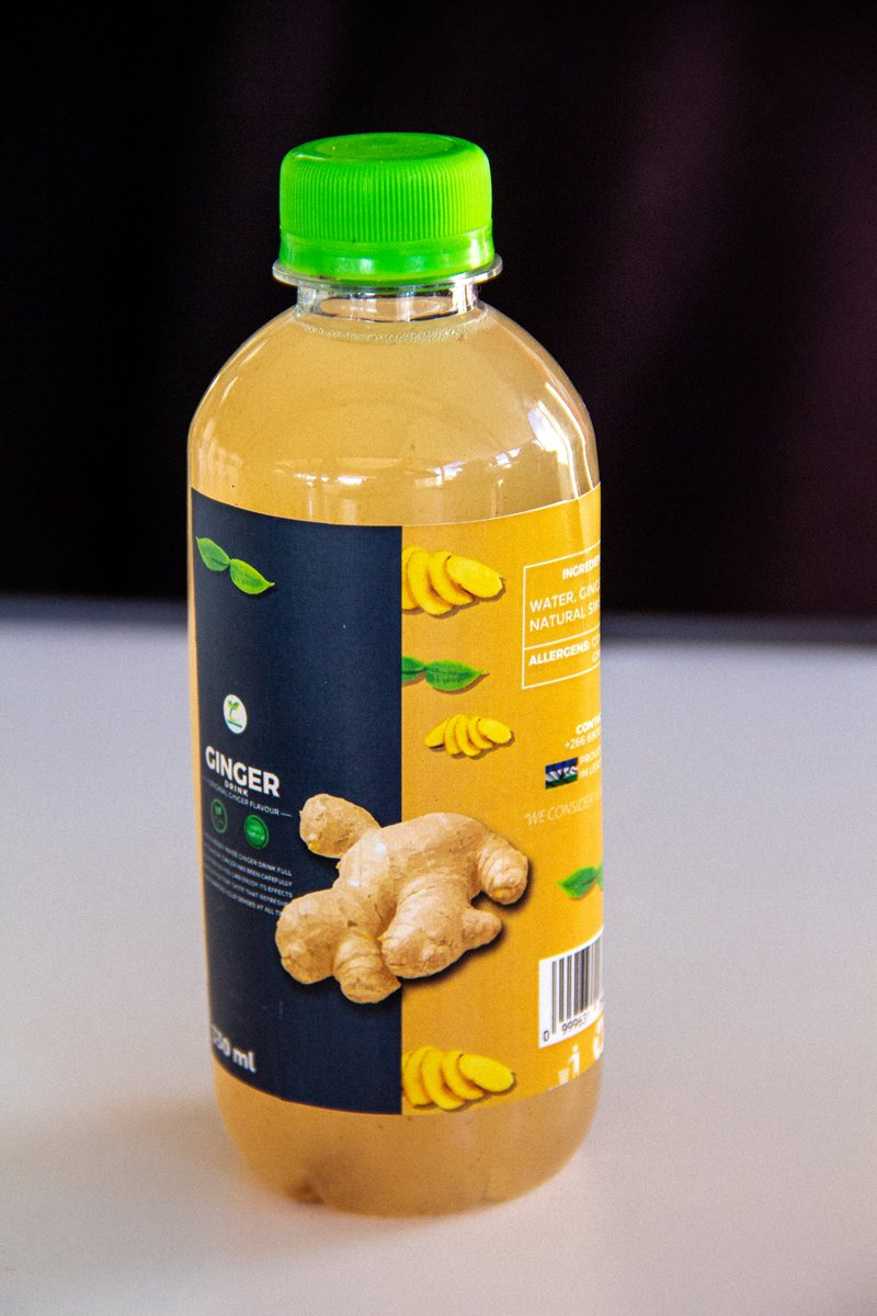 Ginger drink made in Lesotho. It is available at Milco, Sefika Complex, Maseru, Lesotho.
_________
Find a variety of products at MILCO, a chain store that sells only made in Lesotho products. MILCO was founded by the NUL Innovation Hub.  milco.co.ls/products.
