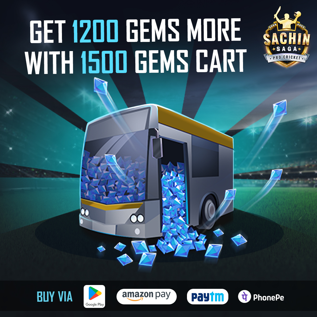 Ab kam price mein hoga GEMS ka bada dhamaka 🌟  Get Gems Cart at bonus offer‼ 

#SachinSagaArmy #HappyAnniversary #SachinSagaProCricket #ItsPROtime #CricketMobileGame