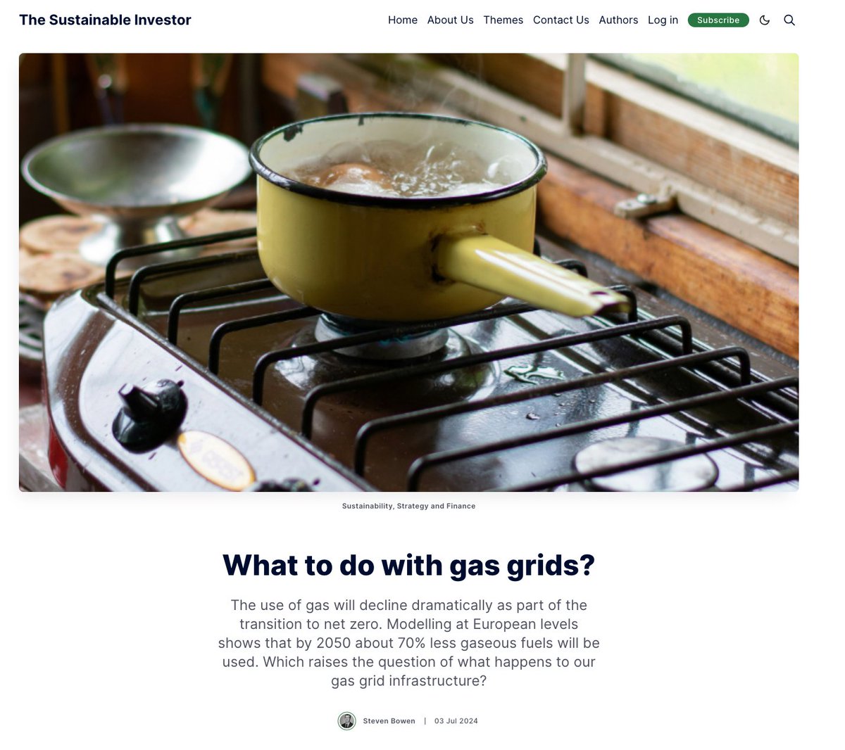 To meet climate targets gas demand is expected to decline dramatically.

But what do we do with the gas grid infrastructure when the costs fall on a shrinking number of customers?

Good summary of our recent paper in this article.👇

thesustainableinvestor.org.uk/what-to-do-wit…