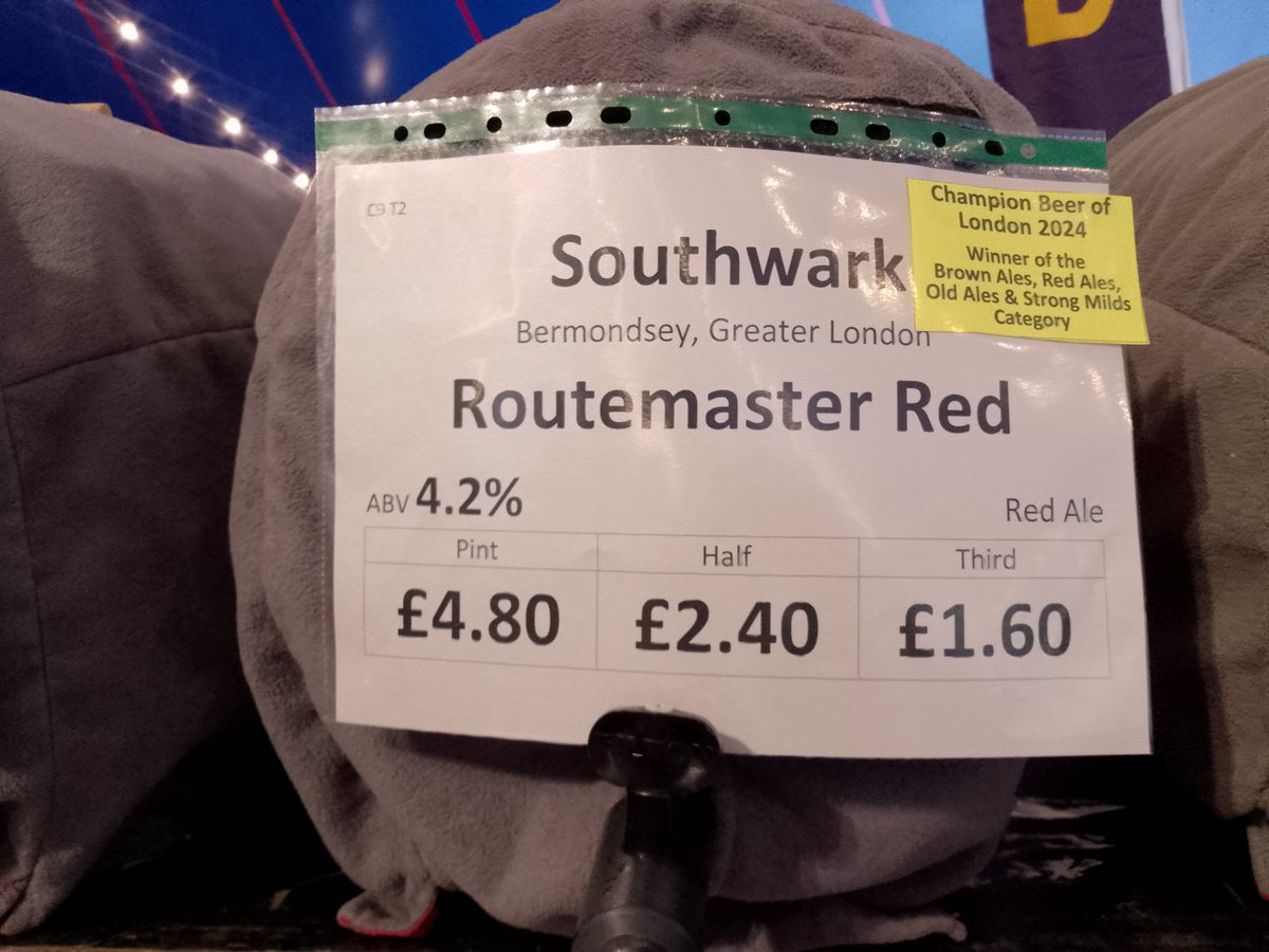 Coming along to <a href="/ealingbeerfest/">Ealing Beer Festival</a> today? No rain forecast unlike 2023. Look out for the category winners in <a href="/CAMRA_London/">CAMRA London</a> Champion Beer of London. <a href="/WimbledonBrew/">Wimbledon Brewery</a> won the Blonds with SW19 - a great beer to start with. Follow then with <a href="/southwarkbeer/">Southwark Brewing</a> Routemaster Red. Very quaffable.