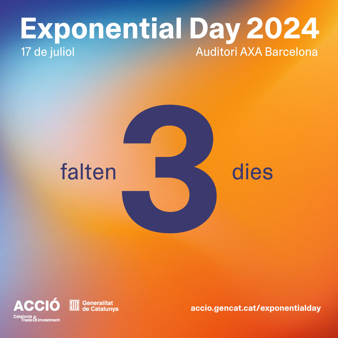 accio_cat's tweet photo. ⚡️ Falten 3 dies per l’#ExponentialDay24!
Coneix les #CataloniaExponential Leaders i acosta't a l’impacte que té el canvi climàtic des d’una mirada d’esperança: les solucions innovadores de les empreses.
📅 17/7
🕐 9.30h
📍 Auditori AXA
T'hi esperem 👇
https://t.co/cQNvbGpCTd https://t.co/mnHl5EQkcU