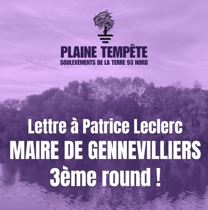 sdlt_idf's tweet photo. Lettre au Maire de Gennevilliers @patrice_leclerc ! Après une manif de 2000 personnes en mai dernier, le Comité Soulèvements Banlieue Nord et le collectif d'associations locales Stop Greendock interpellent l'élu sur son projet d'entrepôt routier géant en berges de Seine 🚛❌ https://t.co/jZ7OhIWpYD
