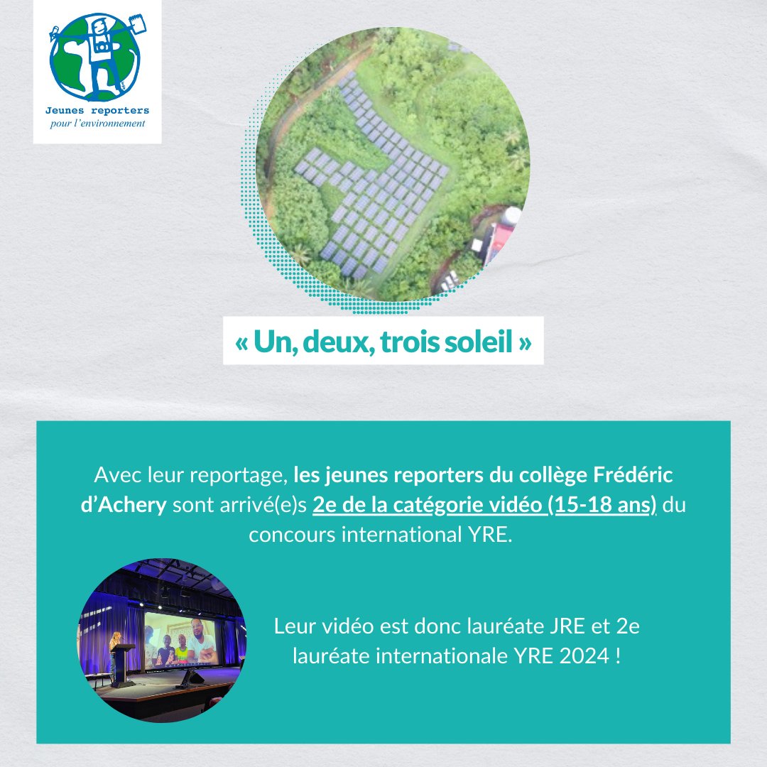 Trois des reportages lauréats français ont également remporté le concours international, Young Reporters for the Environment ! 🏆
Félicitations aux jeunes reporters🌟