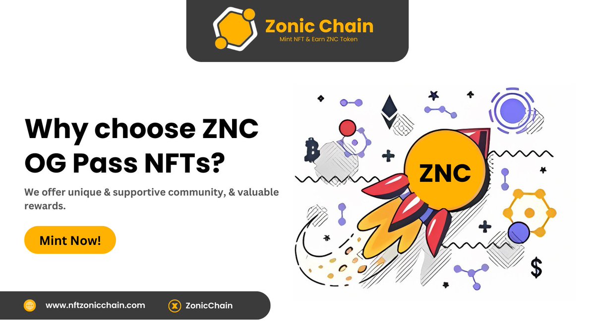 Join the thriving #ZNC #NFT community! ✨ Owning a ZNC NFT is your ticket to exclusive events, collaborations &amp; a passionate group of art enthusiasts.  Mint yours &amp; become part of the movement!  #NFTCommunity #ZonicChain #Airdrop #Blockchain #ETH #BTC #Altcoins