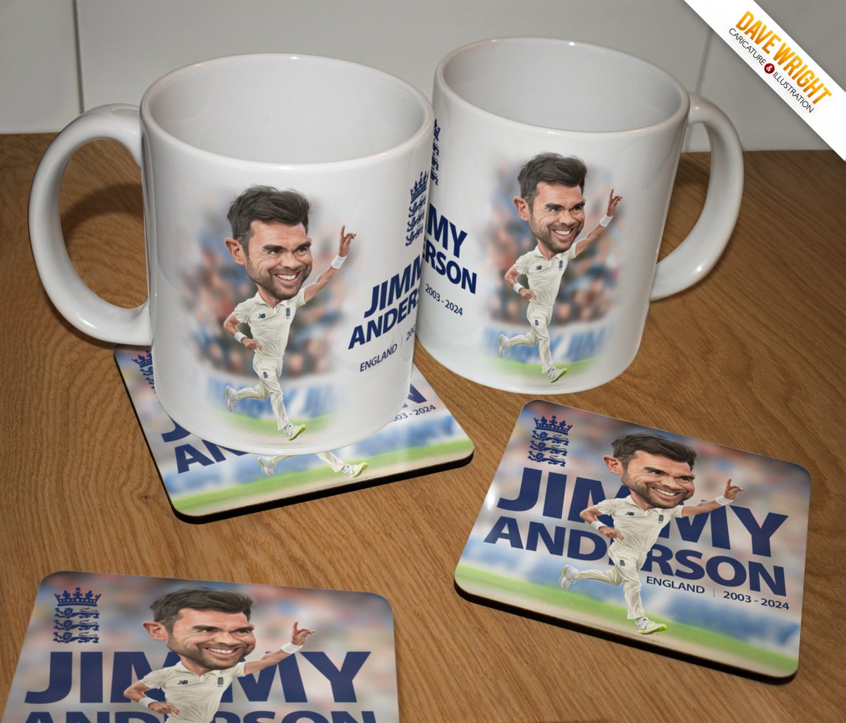 dw_caricatures's tweet photo. This is very likely to be Jimmy Anderson's last day as an England Test Cricketer. 
What better way to pay tribute to England's greatest bowler than with a lovely mug and/or coaster featuring the man himself... https://t.co/9oIwsQCGZ0 https://t.co/5K6Za2Na0z