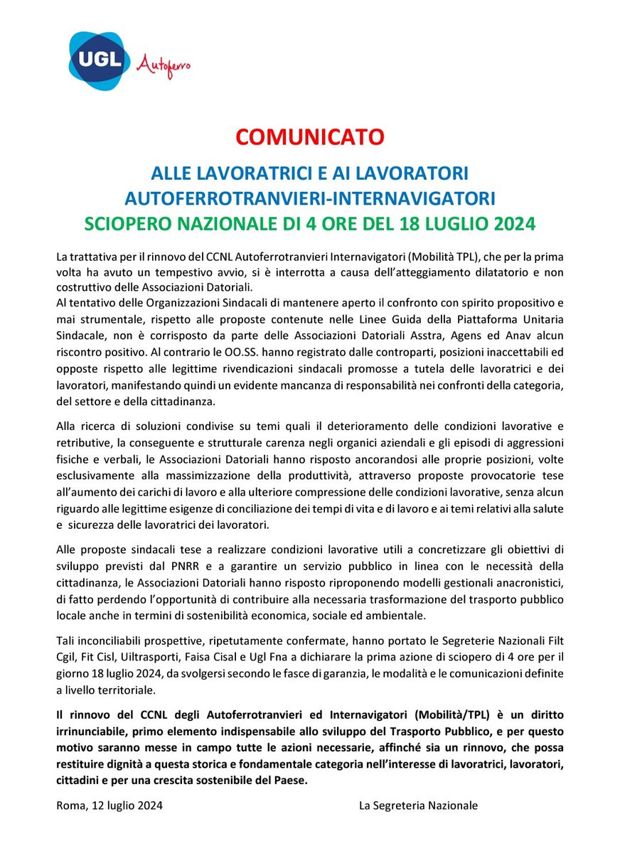 #18 luglio #scioperonazionale 
Il rinnovo del contratto nazionale è un diritto!!!
🚍🚎🚌🚋🚊
