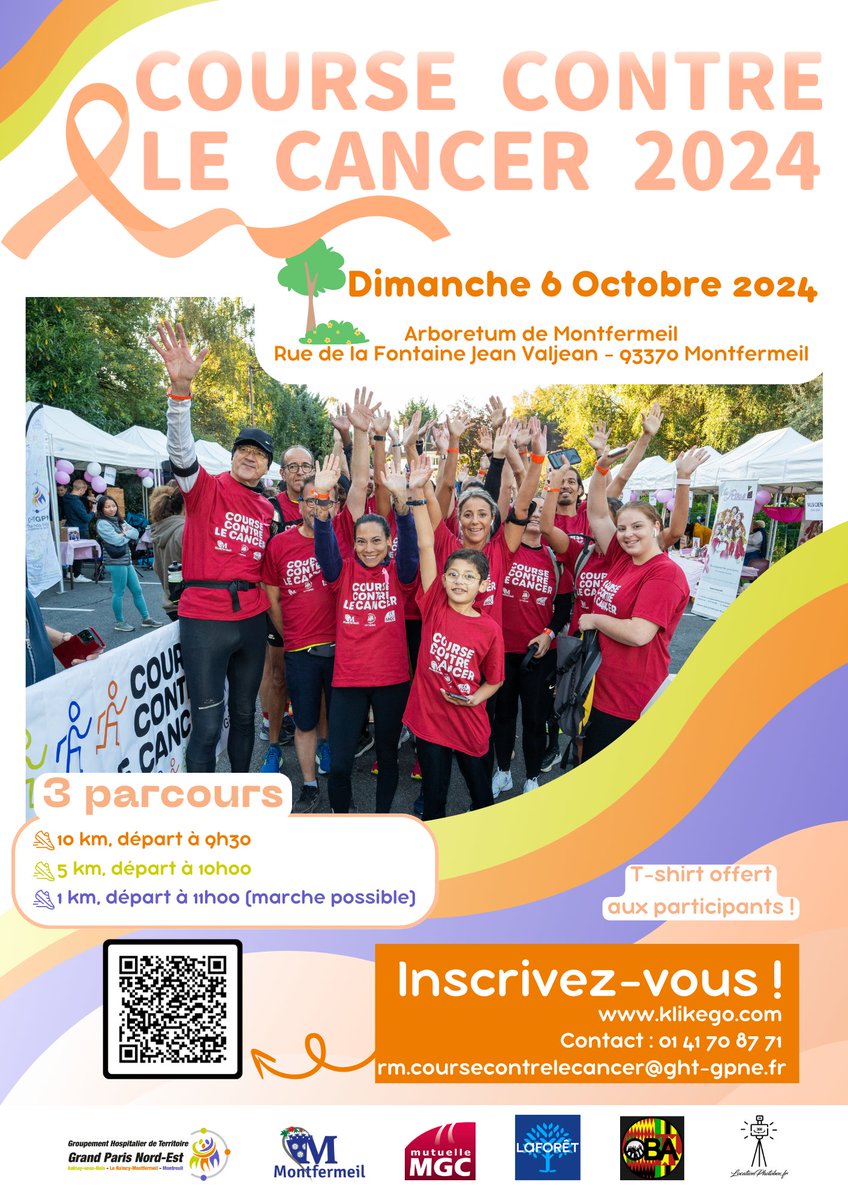 Après deux éditions réussies, la ville de Montfermeil et le Groupe Hospitalier Le Raincy-Montfermeil organisent à nouveau une course contre le cancer, le 6 octobre 2024 de 9h à 13h, avec le soutien de l'athlète Anaïs Quemener. Inscrivez-vous dès aujourd'hui !