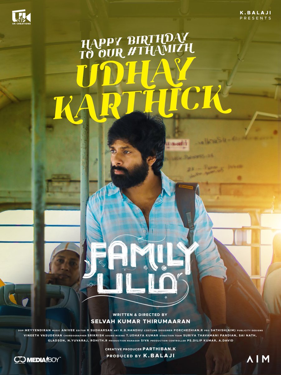 UK Creations (@ukcreationsoffl) on Twitter photo Happy Birthday to our #Thamizh
#Family Padam #udhay Karthik
<a href="/UKCreationsoffl/">UK Creations</a> Production No.1
#BalajiKumar <a href="/selvah_k_thiru/">Selvah Kumar Thirumaran</a> <a href="/udhaykarthik5/">udhaykarthik</a> <a href="/actorvivekpra/">Actor Vivek Prasanna</a> <a href="/KavinKlusner/">kavinn coachariya</a> #SubikshaKayarohanam <a href="/actorsathya5/">sai nath</a> <a href="/AniVee13/">AniVee</a> <a href="/editorsudharsan/">Sudharsan Rajasekaran</a> <a href="/meyyendira/">Meyyendiran</a> <a href="/teamaimpr/">Team AIM</a> @CtcMediaboy Happy Birthday to our #Thamizh
#Family Padam #udhay Karthik
<a href="/UKCreationsoffl/">UK Creations</a> Production No.1
#BalajiKumar <a href="/selvah_k_thiru/">Selvah Kumar Thirumaran</a> <a href="/udhaykarthik5/">udhaykarthik</a> <a href="/actorvivekpra/">Actor Vivek Prasanna</a> <a href="/KavinKlusner/">kavinn coachariya</a> #SubikshaKayarohanam <a href="/actorsathya5/">sai nath</a> <a href="/AniVee13/">AniVee</a> <a href="/editorsudharsan/">Sudharsan Rajasekaran</a> <a href="/meyyendira/">Meyyendiran</a> <a href="/teamaimpr/">Team AIM</a> @CtcMediaboy