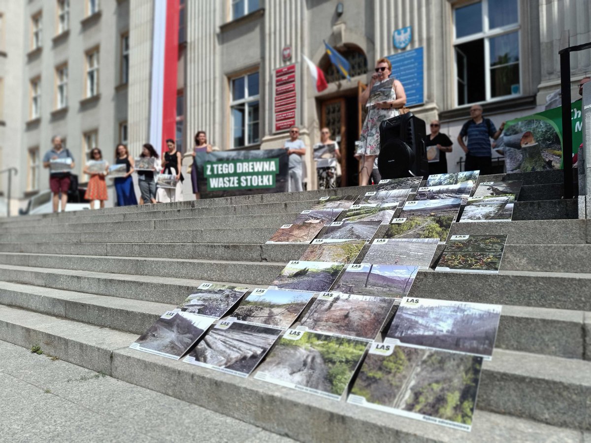 PracowniaBystra's tweet photo. 📣Jesteśmy w Katowicach, by przypomnieć protestującym leśnikom skalę nadużyć i zniszczeń przyrody. Nie zatrzymacie zmiany! #LasyPaństwoweDoReformy

‼️ Domagamy się realizacji zapisów umowy koalicyjnej, ochrony drzewostanów 100+, zatrzymania wycinek w nadl. bez PULi, wdrożenia wyroku TSUE i rozdzielenia funkcji gospodarczych od ochronnych @tvp_INFO_ @ZielonaInteria