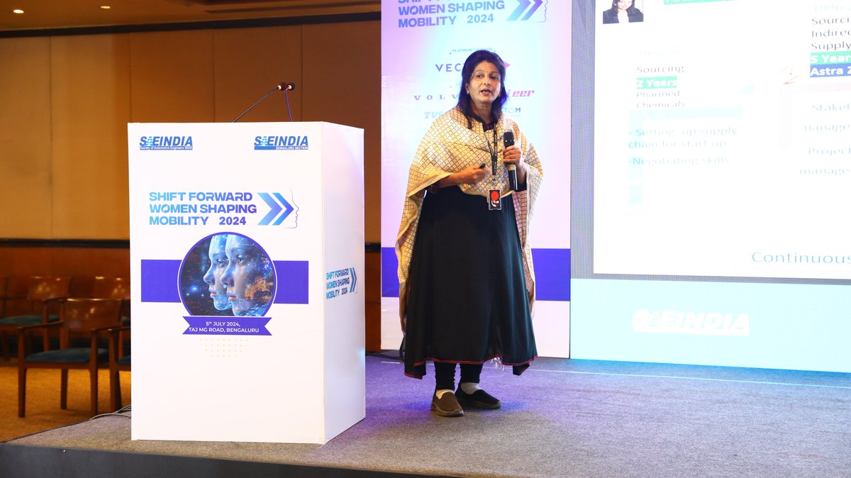 AlstomIndia's tweet image. SAEINDIA hosted a mobility conference on Operational Excellence in Supply Chain at #ShiftForward 2024. Pratibha Nath from @Alstom, shared insights on how highest level of efficiency is achieved in managing resources &amp;amp; processes to deliver world-class products &amp;amp; services!