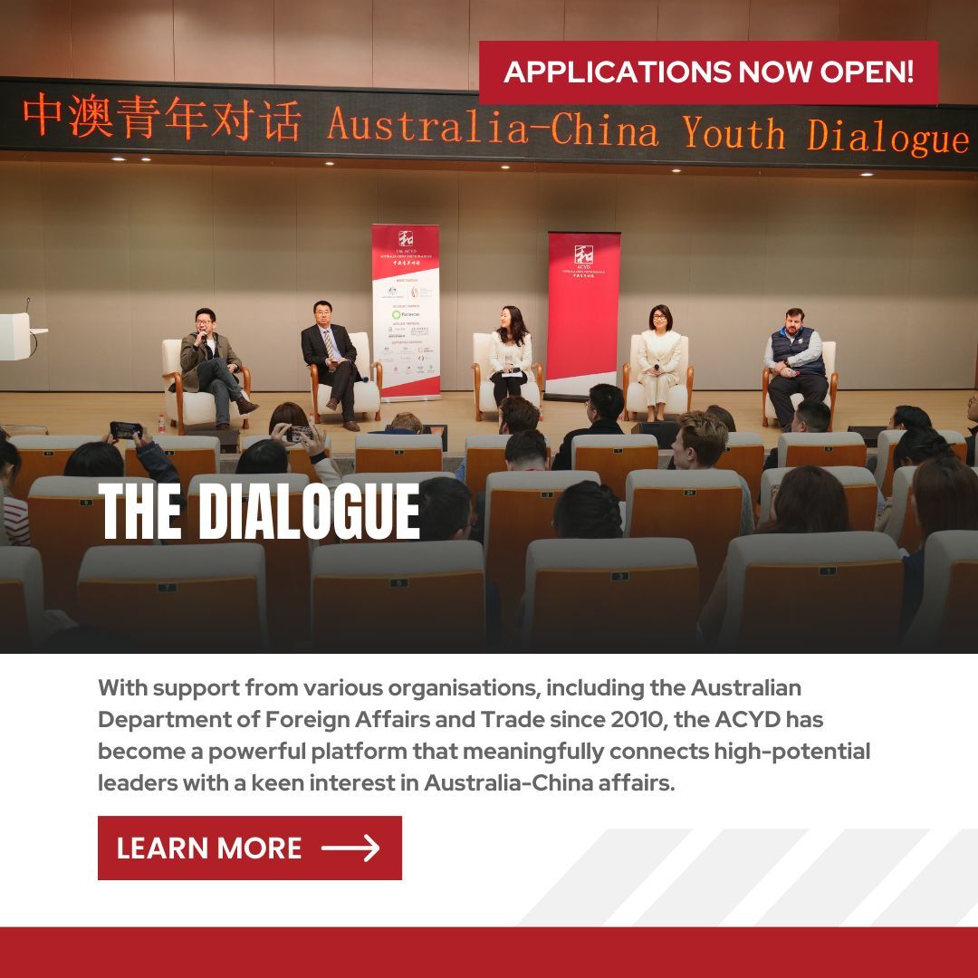 ACYDialogue's tweet photo. Each year 30 delegates are selected to attend a 4 day intensive conference. 15 Australian and 15 Chinese citizens, representing a diverse group of high achievers in their field of work with a sense of social responsibility.​

Apply now at https://t.co/cmjmwrIn7w https://t.co/8cF9O1Rph9
