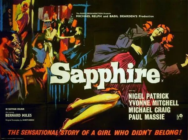 SAPPHIRE (1959) – on <a href="/TalkingPicsTV/">Talking Pictures TV</a> at 4.45pm – won the BAFTA for Outstanding Best British Film, ahead of LOOK BACK IN ANGER and TIGER BAY. And writer Janet Green was honoured by the Mystery Writers of America for her script.