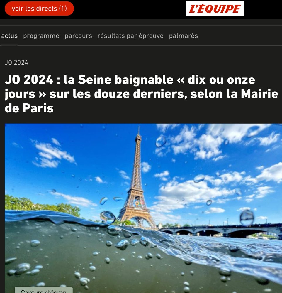 Lecat Stephane (@stephane_lecat) on Twitter photo "Selon la Mairie de Paris" qd <a href="/lequipe/">L'Équipe</a> renforce le doute sur les résultats de la qualité de l'eau dans la Seine...Comment imaginer que les organismes et responsables puissent mentir sur ces analyses avec les conséquences que cela pourraient engendrer...Jusqu'au bout le #bashing "Selon la Mairie de Paris" qd <a href="/lequipe/">L'Équipe</a> renforce le doute sur les résultats de la qualité de l'eau dans la Seine...Comment imaginer que les organismes et responsables puissent mentir sur ces analyses avec les conséquences que cela pourraient engendrer...Jusqu'au bout le #bashing
