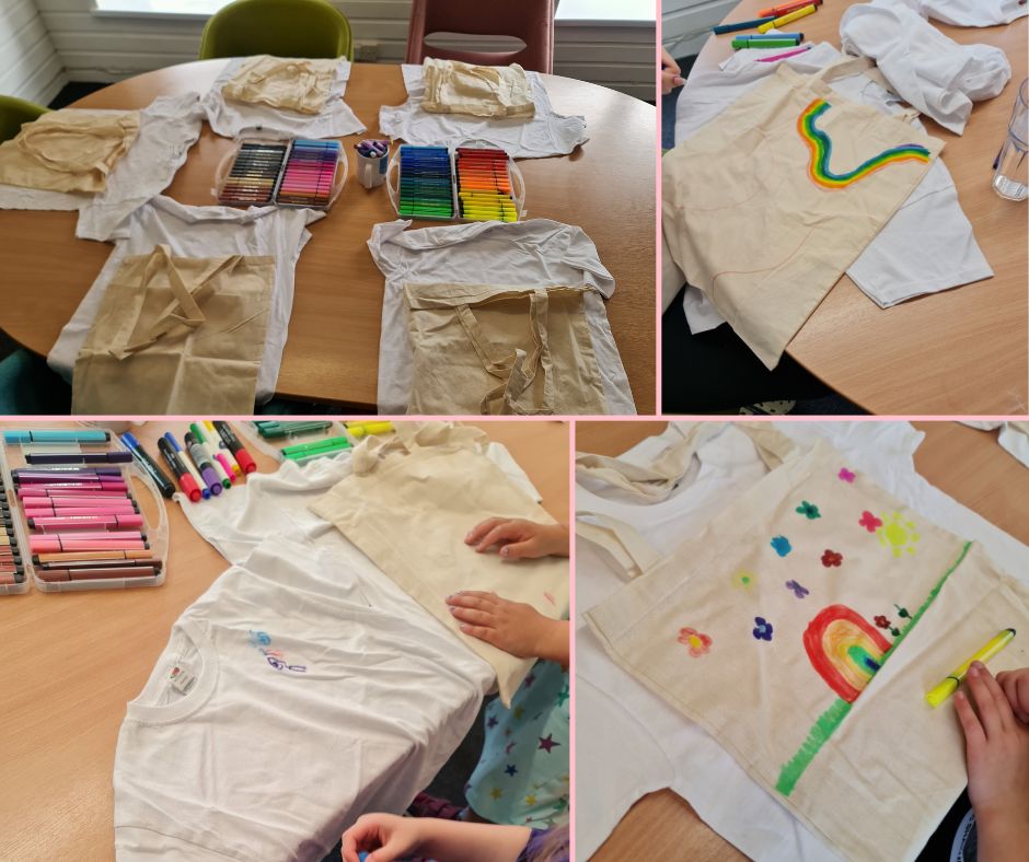 Our Bridgend Young Careers started off the new term by designing t-shirt &amp; tote bags. 🌈

Amy, Youth Worker shared, 'The children used this activity to share their interests and talk about the reasoning behind their design choices, sharing stories and building connections.'