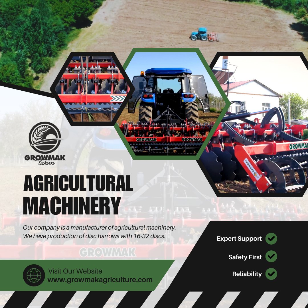 GrowmakA's tweet photo. Disc Harrow 
Our company is a manufacturer of agricultural machinery.
We have production of disc harrows with 16-20-22-24-26-28-30-30-32 discs.
Big Bag Lifter ⚡️
Disc Harrow ⚡️
Fertilizer Spreader ⚡️

#export #agriculture #fertilizerspreader #discharrow #agri #manufacturing https://t.co/fIjCxwnmuw
