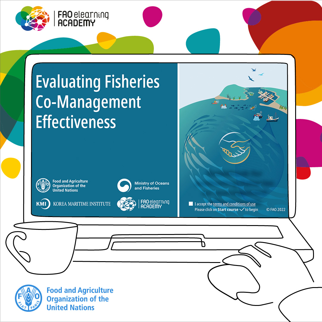 This @FAOFish #elearning course on evaluating #fisheries co-management offers methods to enhance effectiveness &amp; support sustainability.

It is designed for evaluators, including staff from  Fisheries Ministries, analysts, &amp; researchers.

Enroll now 👉 shorturl.at/JD0cT
