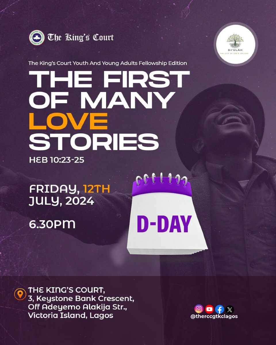 therccgtkclagos's tweet image. 🎉 TODAY IS THE DAY! 🎉
The wait is over! Join us tonight at &quot;The First of Many Love Stories&quot;! 💖✨

📅 Date: Friday, July 12, 2024
🕡 Time: 6:30 PM

Let’s make this night unforgettable! See you soon! 🌟💫

#rccgtkclagos #lovestories #youthfellowship #millenial #genz