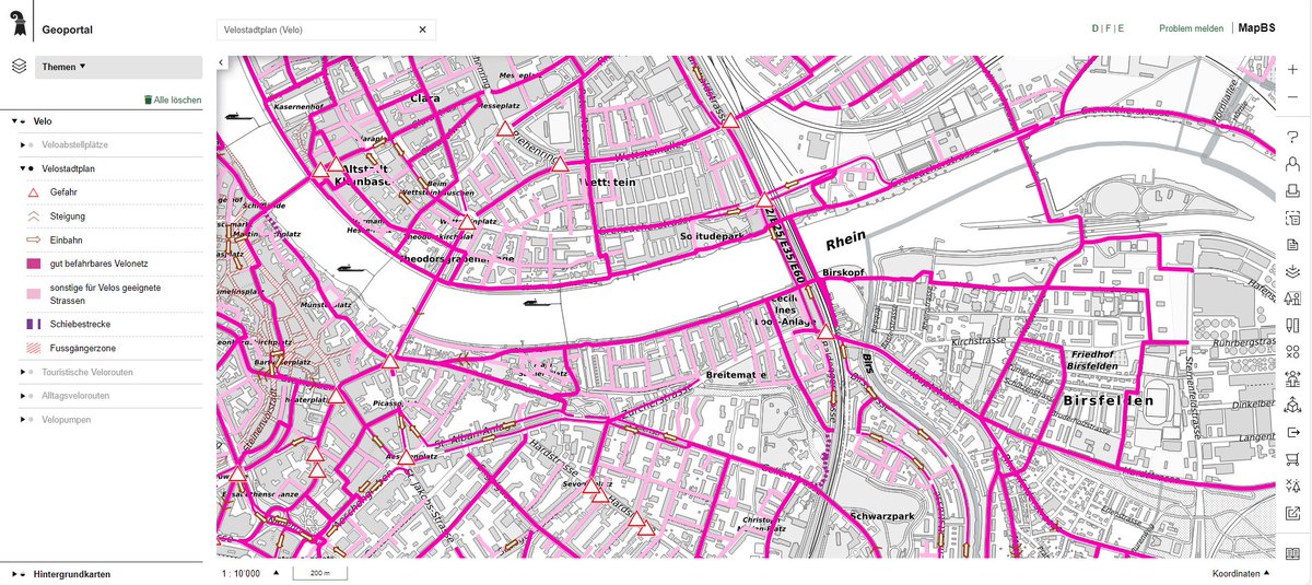 GeoPortalBS's tweet image. Du liebst dein Velo❤️🚴‍♀️? Dann schau dir doch auf #MapBS mal den neuen Velostadtplan an und plane gleich die beste Route durch @BaselStadt : geo.bs.ch/velostadtplan oder bestell die Daten über den Geodaten-Shop shop.geo.bs.ch