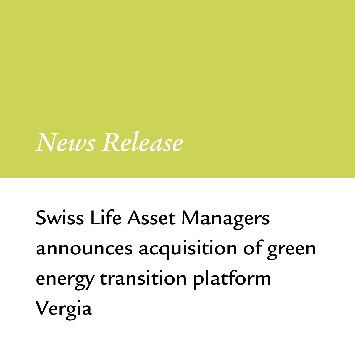🗞️We are pleased to announce the aquisition of Vergia, a green energy transition platform in Norway. The acquisition marks the first step in establishing a platform focusing on Power-to-X. 👉Read more in our press release: swisslife-am.com/en/home/media/… #Infrastructure #RenewableEnergy