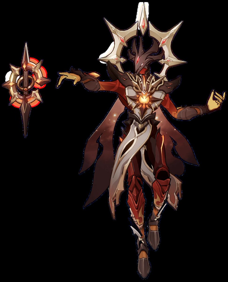 luluraemi's tweet image. have seen people pointing out how similar mavuika design is to the abyss pyro lector and interesting thing is, pyro lector voicelines mostly circulated around fate and seeking the truth, also "second coming" 

fitting with the quote regarding the pyro archon in the natlan pv