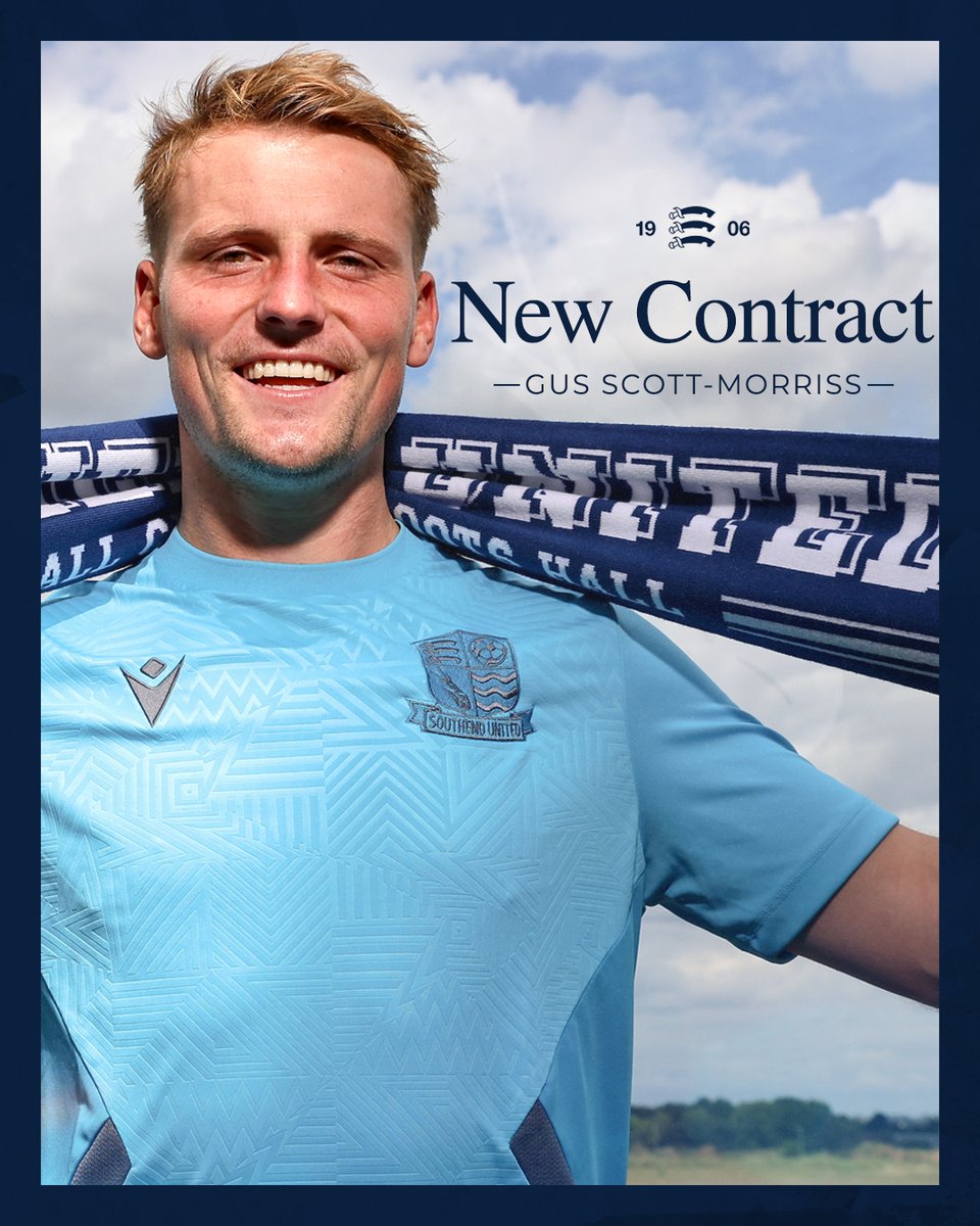 ✍️ We’re thrilled to announce that Gus Scott-Morriss has signed a new two-year contract to remain at Roots Hall!

Last season’s Supporters’ Player of the Year is here to stay 😍