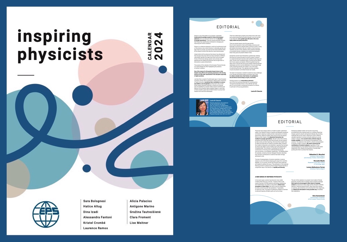 « Physics needs women as role models! » 
Read the editorials of the #EPScalendar: 
epn.eps.org/epn-55-3/#8

Thank you Lucia Di Ciaccio, <a href="/smouchet/">Sébastien Mouchet</a> , <a href="/LorenaFerra/">Lorena Ballesteros</a> and <a href="/RicMuolo/">Riccardo Muolo</a> 🙏🙏

#STEM #WomenInScience